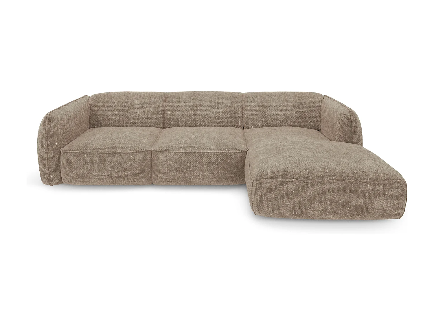 Canapé d'angle droit velours tramé taupe LIVIA