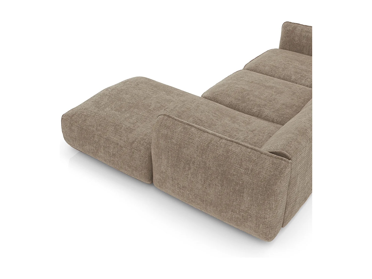 Canapé d'angle droit velours tramé taupe LIVIA