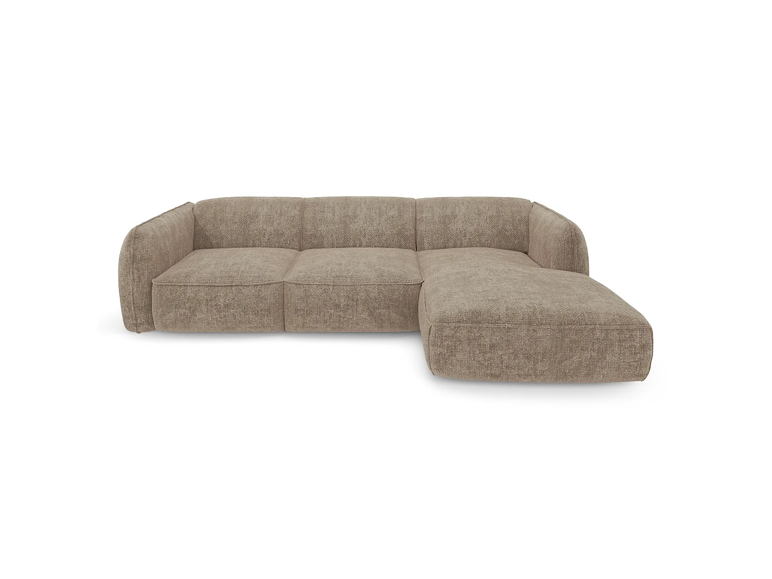 Canapé d'angle droit 5 places en velours taupe LIVIA
