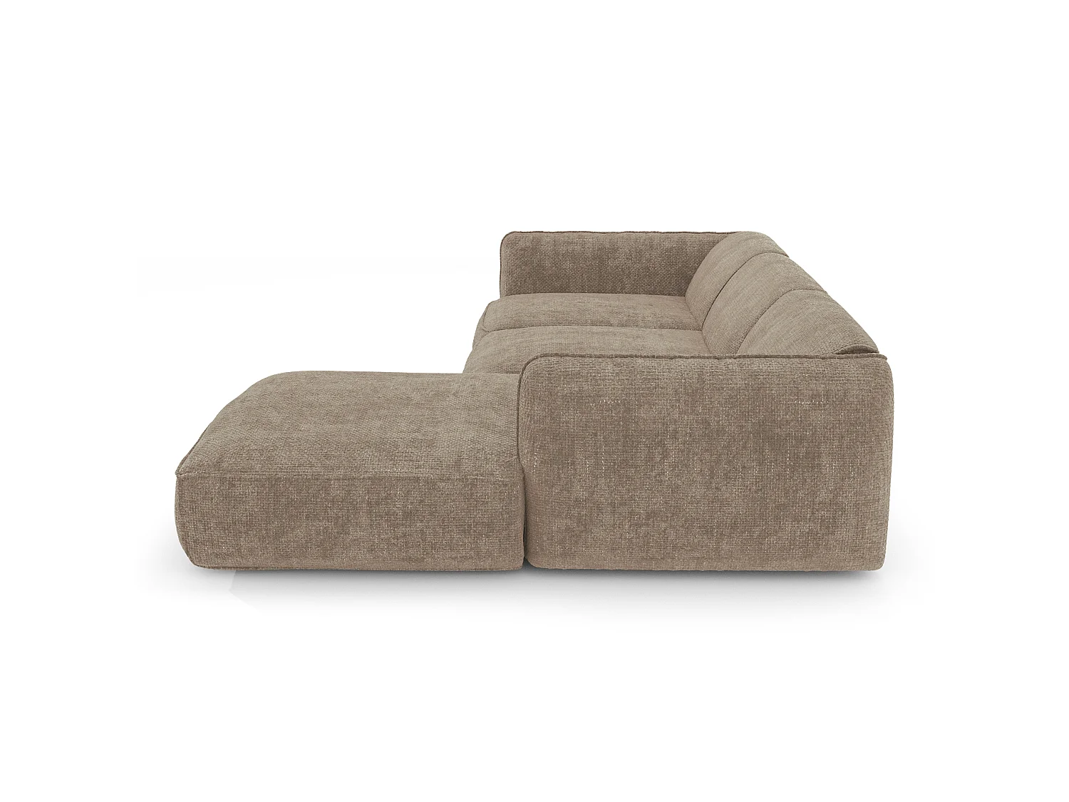 Canapé d'angle droit 5 places en velours taupe LIVIA