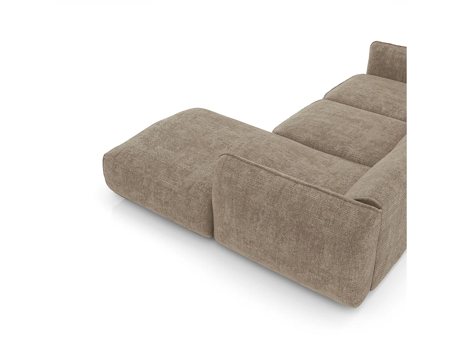 Canapé d'angle droit 5 places en velours taupe LIVIA