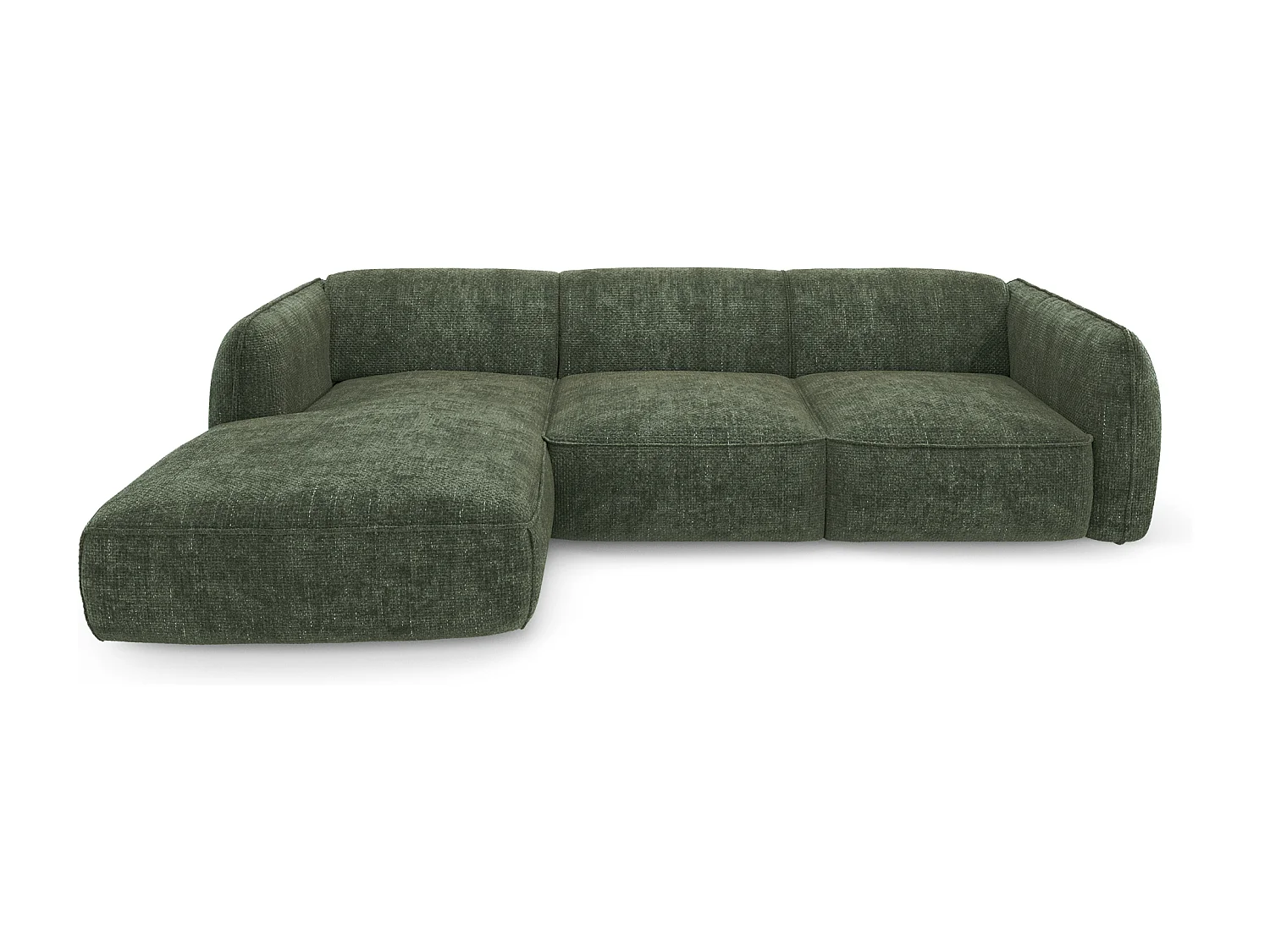 Canapé d'angle gauche velours tramé vert olive LIVIA