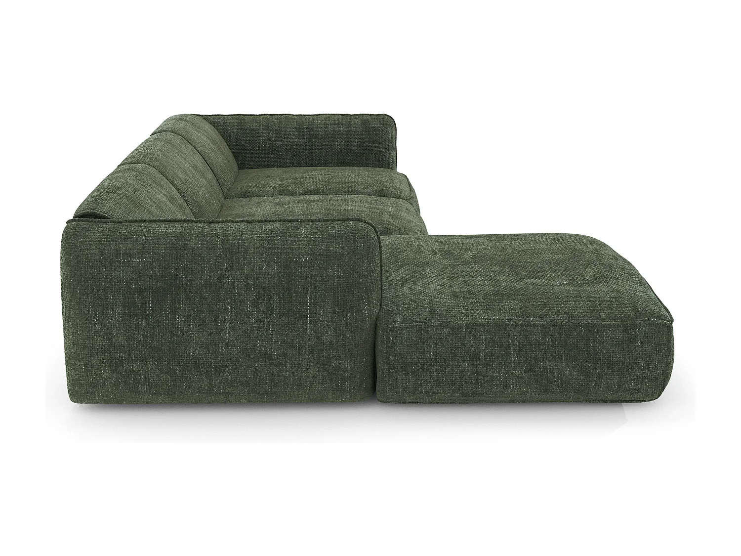 Canapé d'angle gauche velours tramé vert olive LIVIA