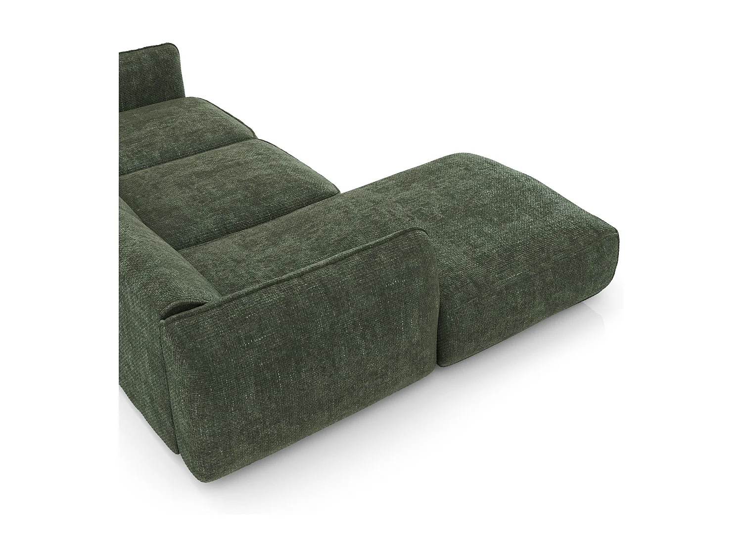 Canapé d'angle gauche velours tramé vert olive LIVIA