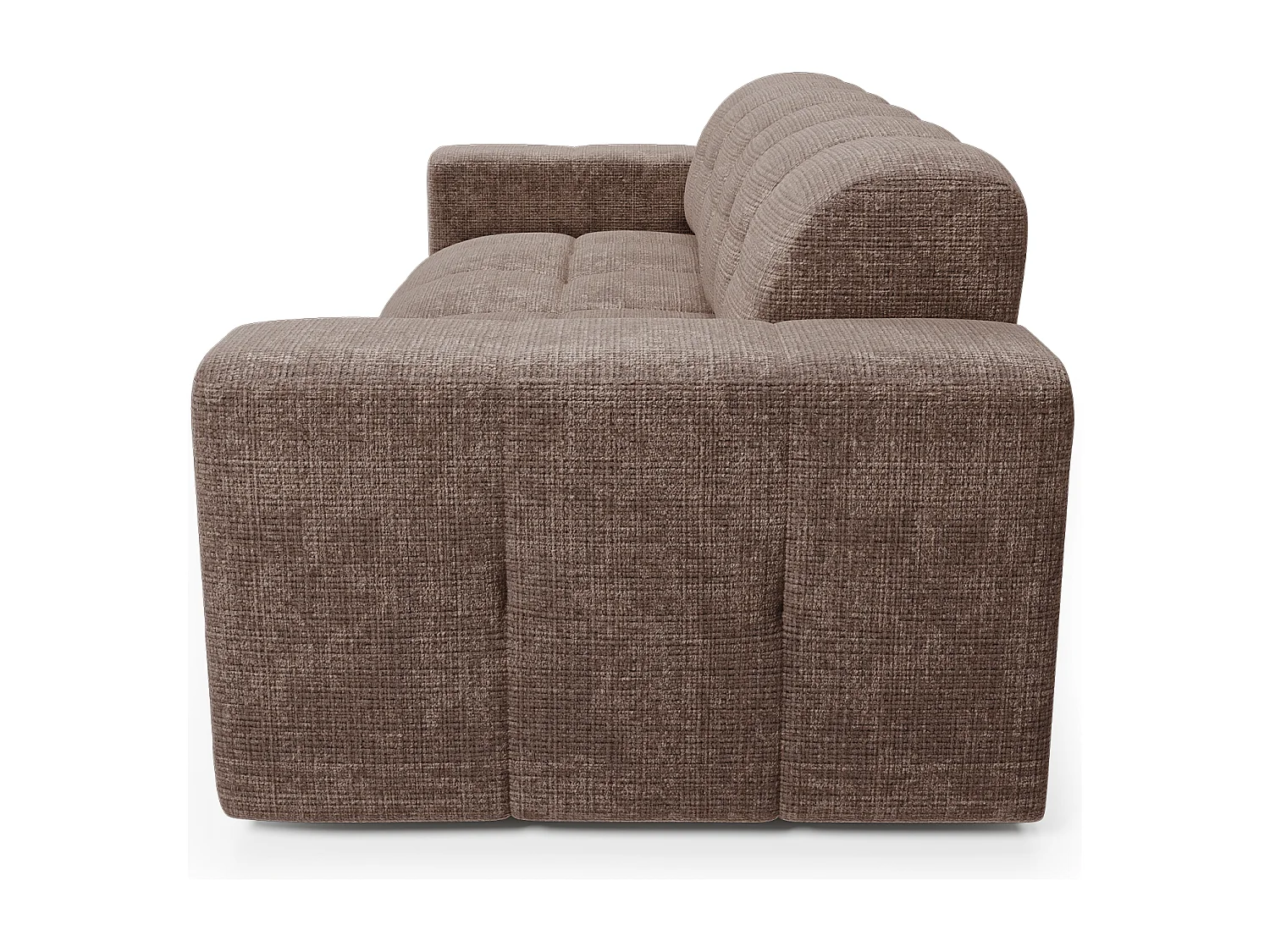 Canapé 4 places velours gaufré taupe MAEL