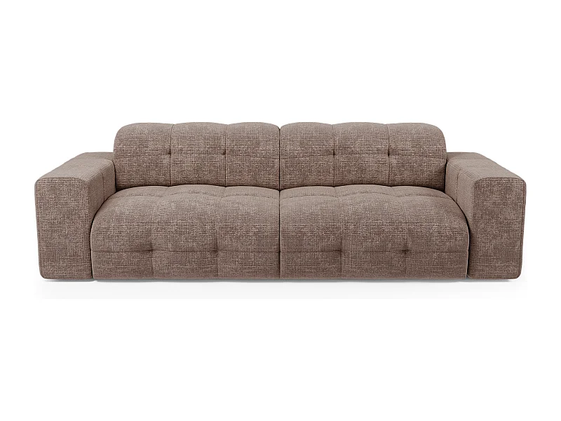 Canapé 4 places velours gaufré taupe MAEL