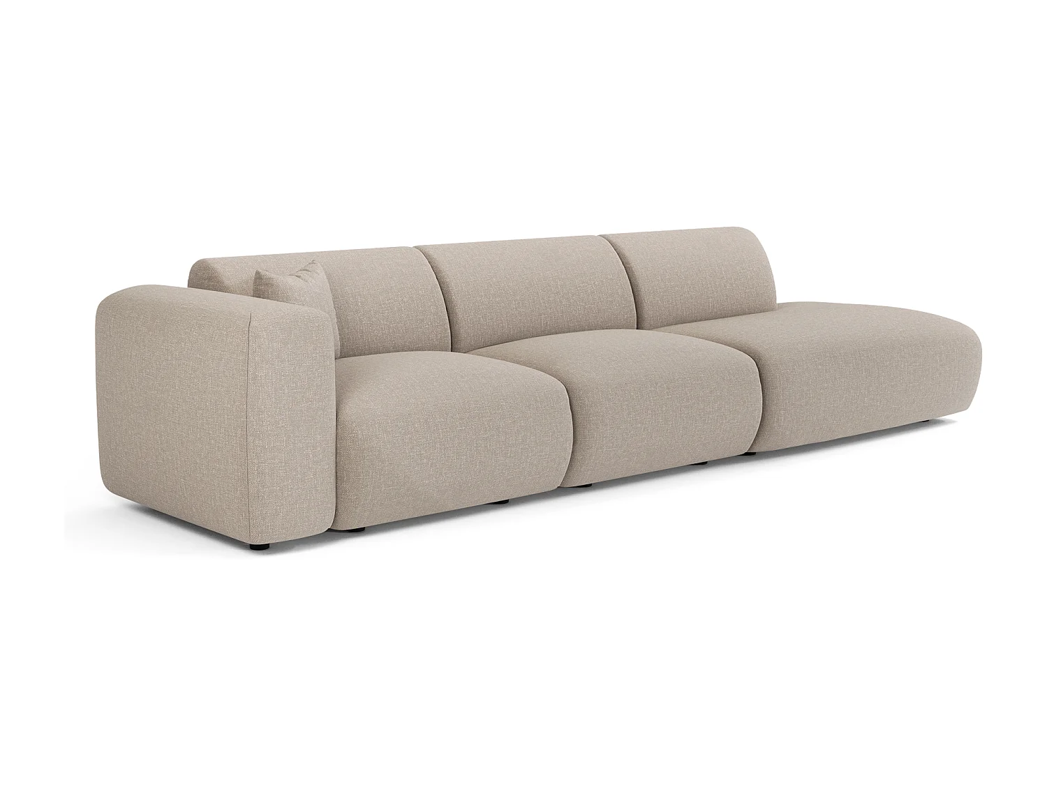 Canapé gauche 5 places tissu tramé beige 310cm MYRA