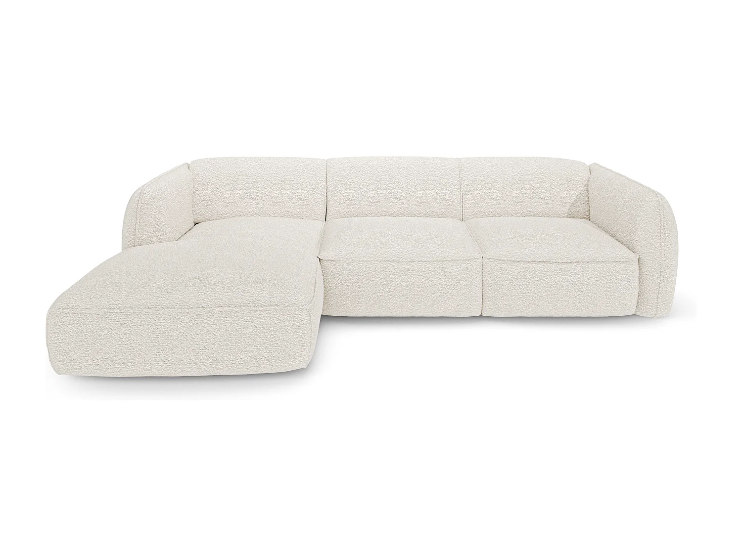 Canapé d'angle gauche bouclette crème LIVIA