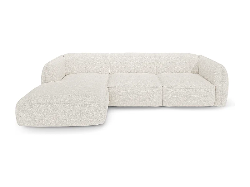 Canapé d'angle gauche bouclette crème LIVIA