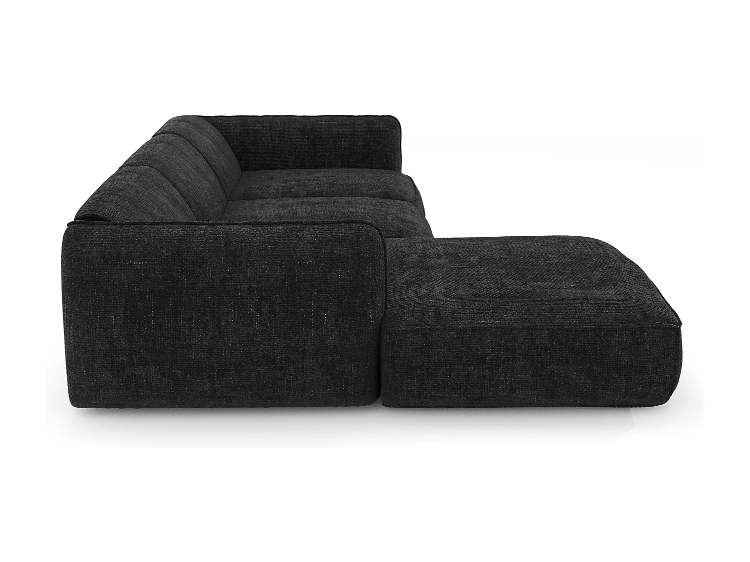 Canapé d'angle gauche velours tramé anthracite foncé LIVIA