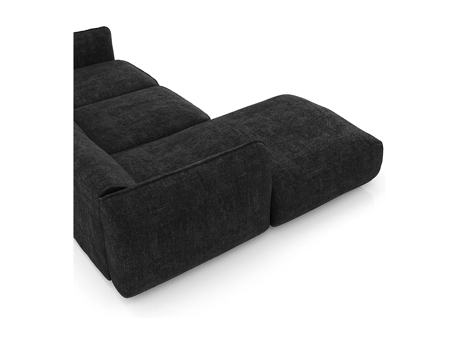 Canapé d'angle gauche velours tramé anthracite foncé LIVIA