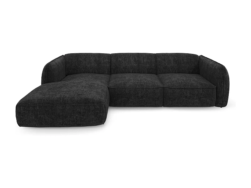 Canapé d'angle gauche velours tramé anthracite foncé LIVIA