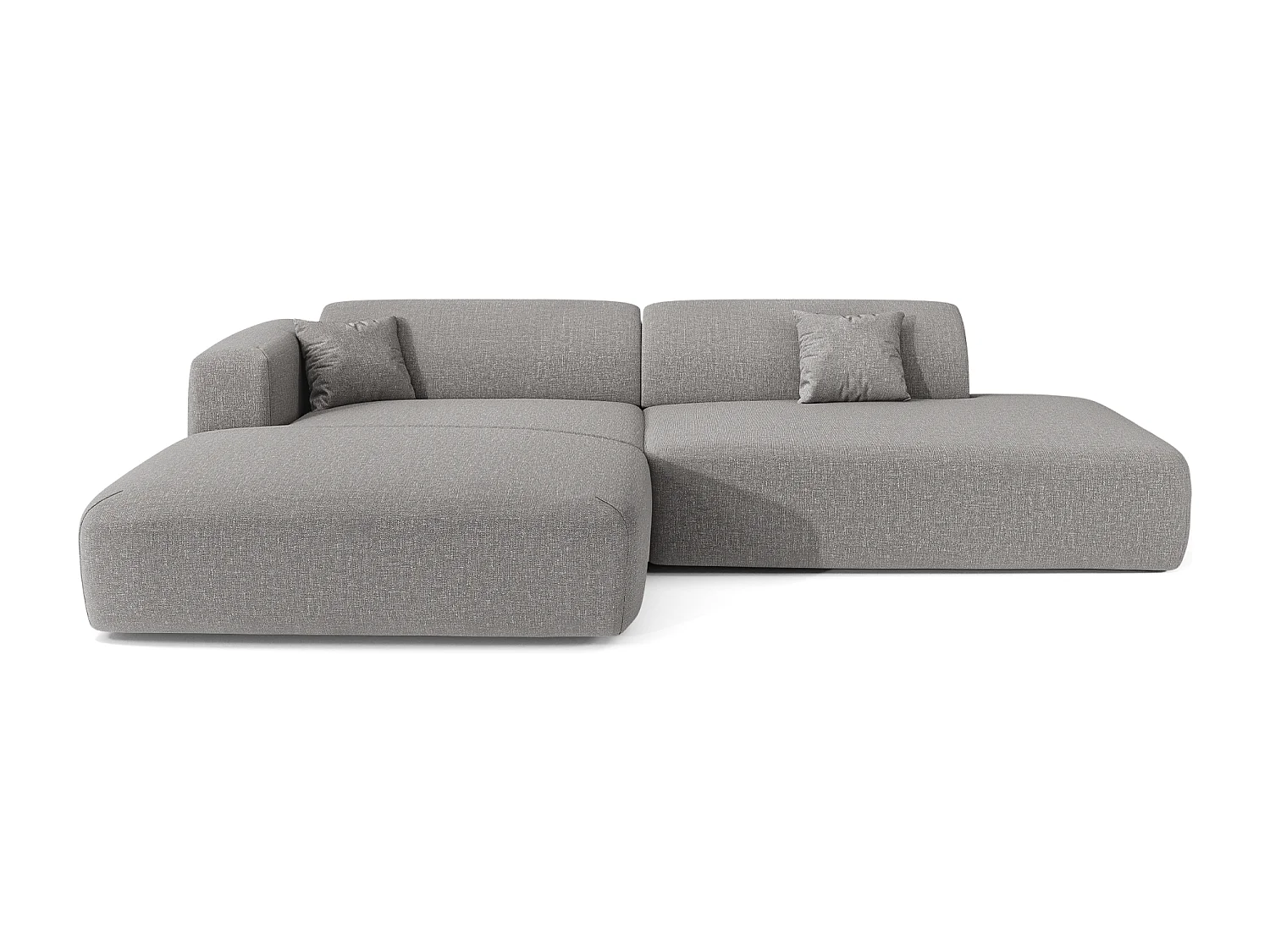 Canapé angle gauche ouvert tissu tramé gris clair 5 places MYRA