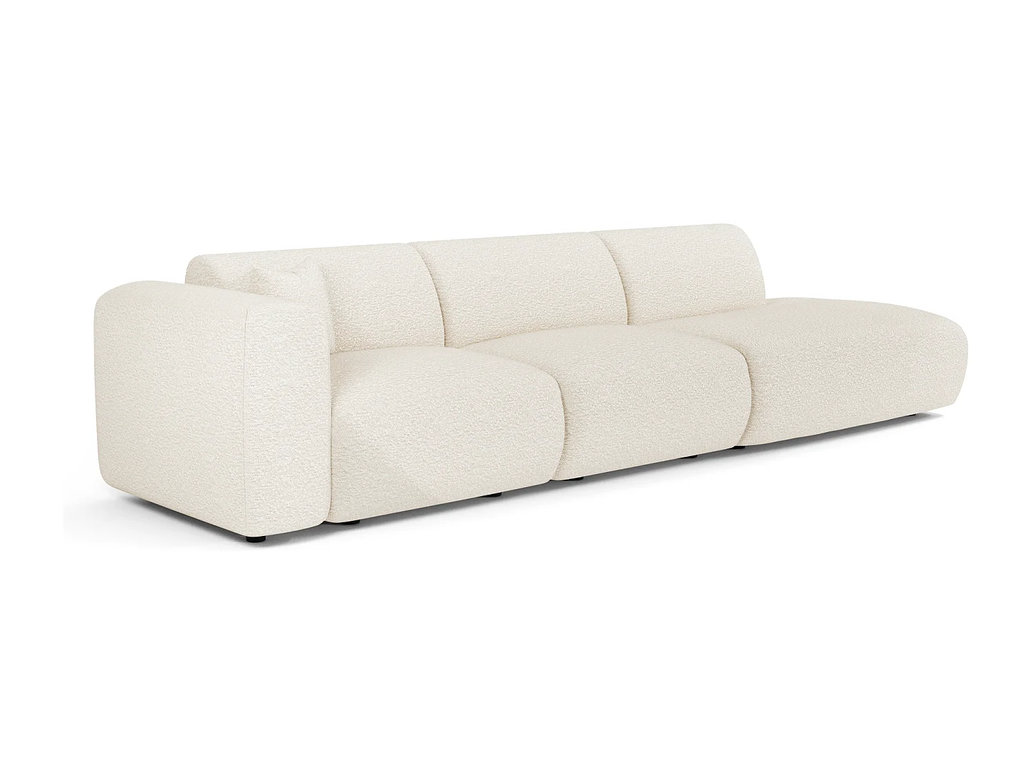 Canapé gauche 5 places bouclette crème 310cm MYRA