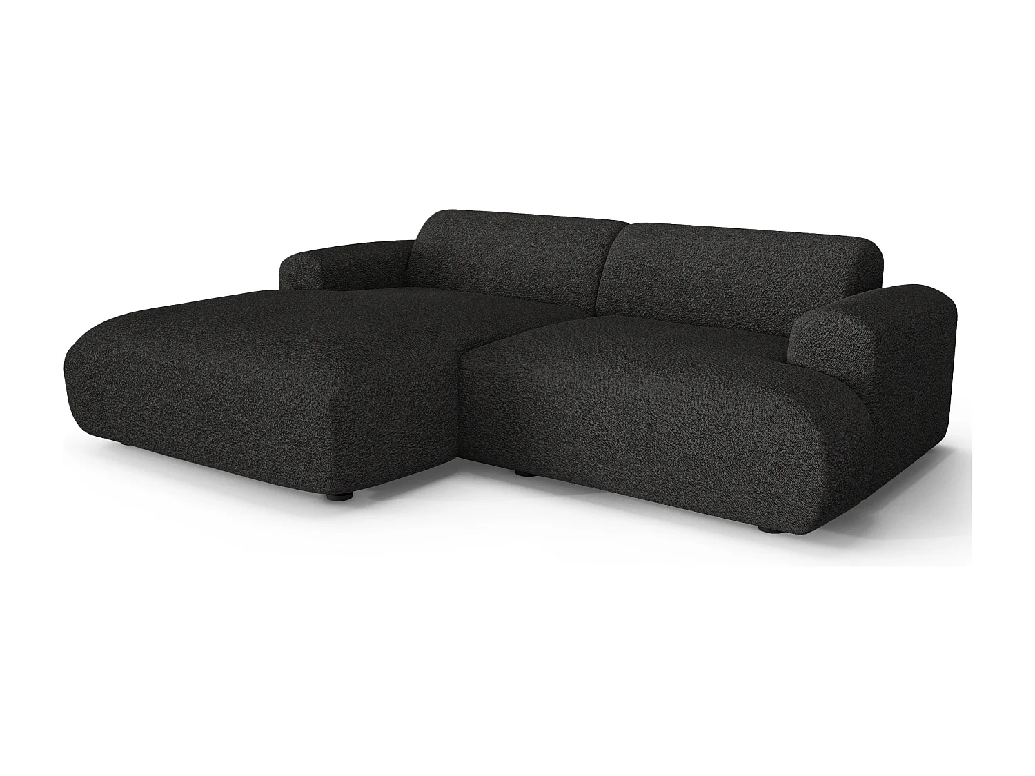 Canapé d'angle gauche 4 places bouclette anthracite foncé 266cm MYRA