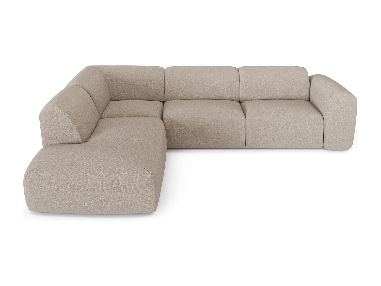 Canapé grand angle gauche 5 places tissu tramé beige MYRA