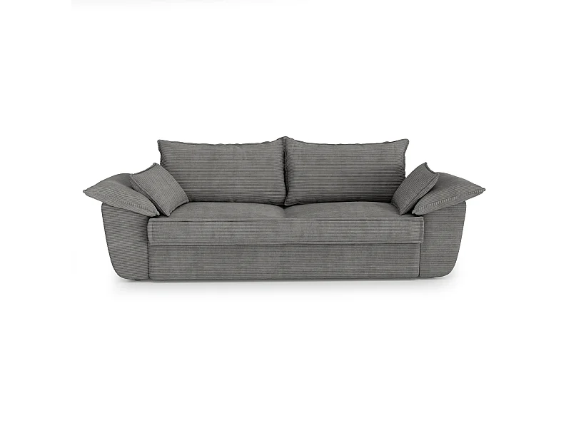 Canapé 3 places velours côtelé gris anthracite 230cm SASHA