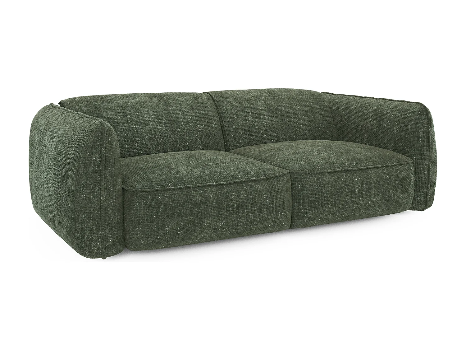 Canapé LIVIA 4 places en velours tramé vert olive