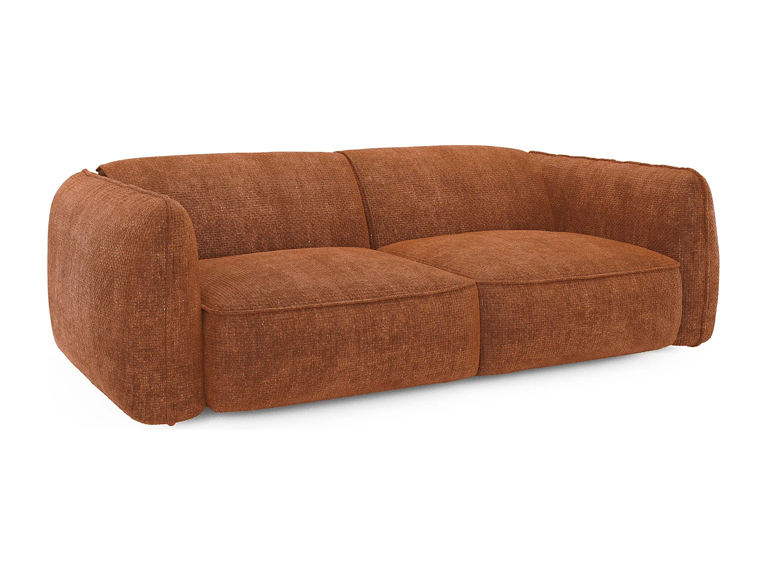 Canapé 4 places velours tramé terracotta LIVIA