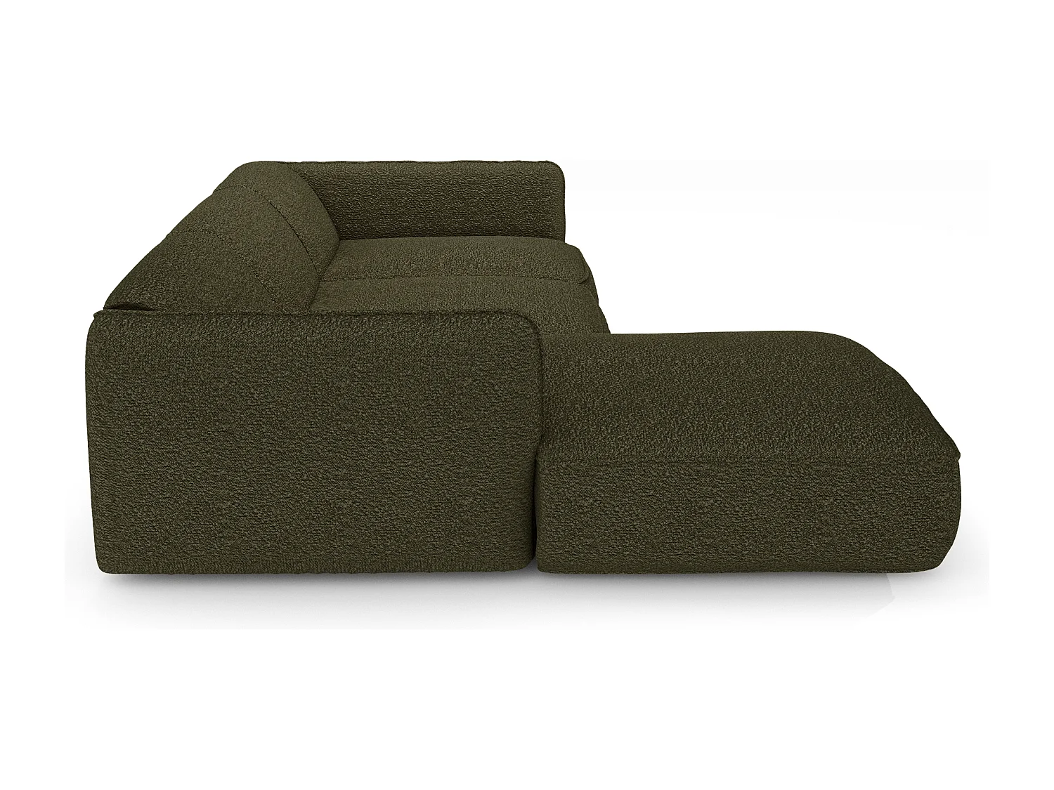 Canapé d'angle gauche bouclette vert olive LIVIA