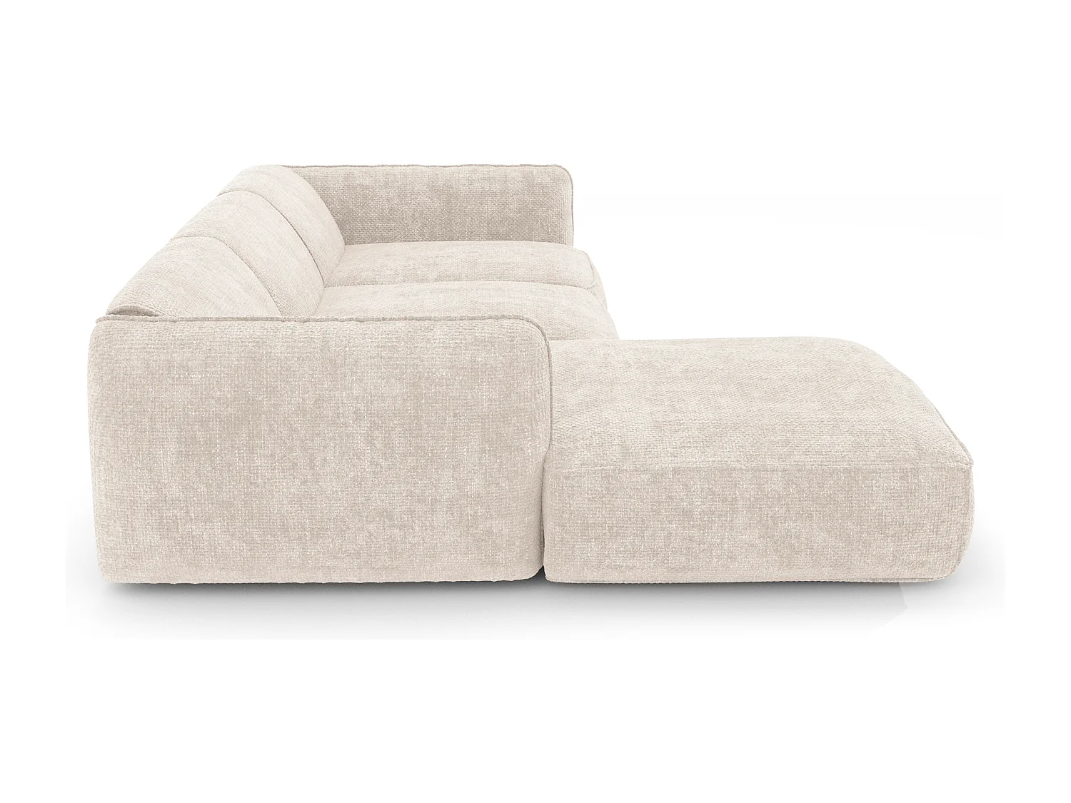 Canapé d'angle gauche velours tramé crème LIVIA