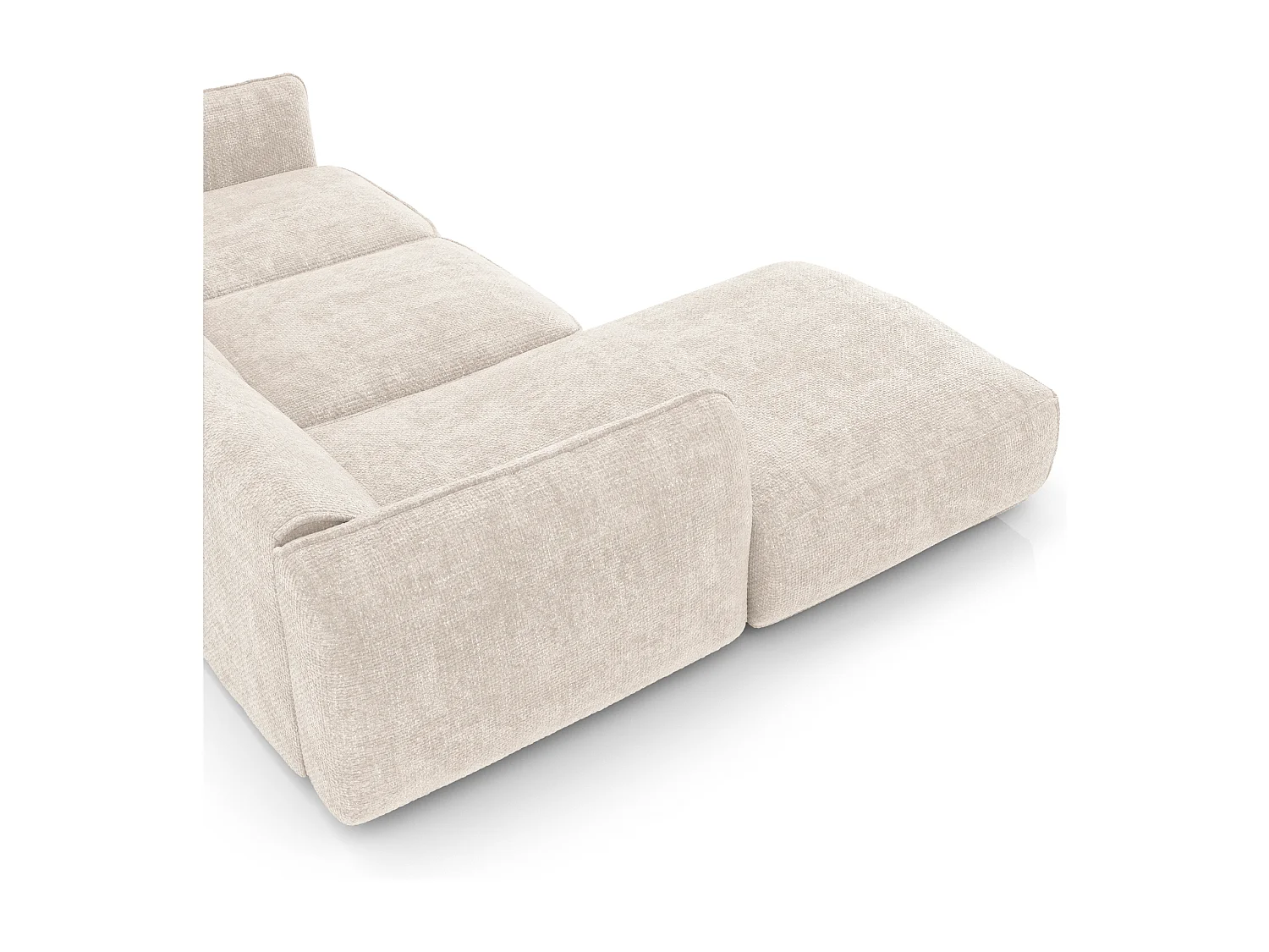 Canapé d'angle gauche velours tramé crème LIVIA