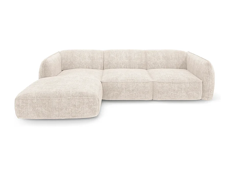 Canapé d'angle gauche velours tramé crème LIVIA