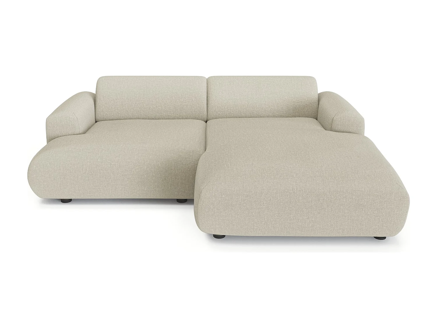 Canapé d'angle droit 4 places MYRA en tissu tramé beige