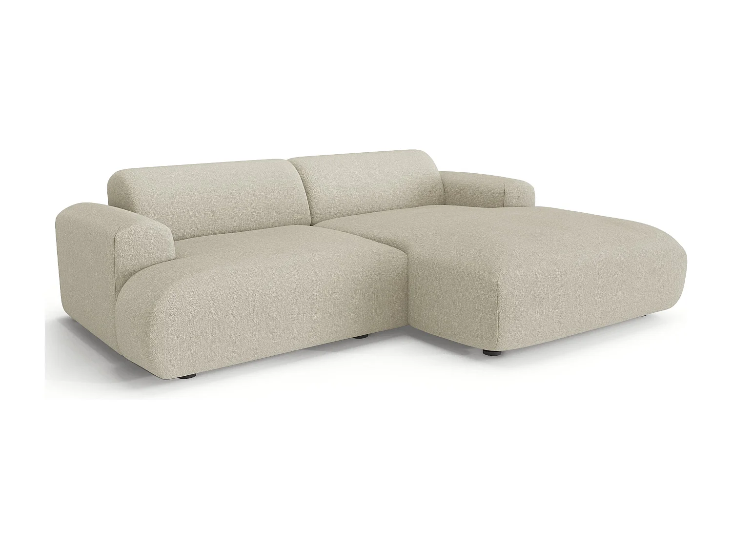 Canapé d'angle droit 4 places MYRA en tissu tramé beige