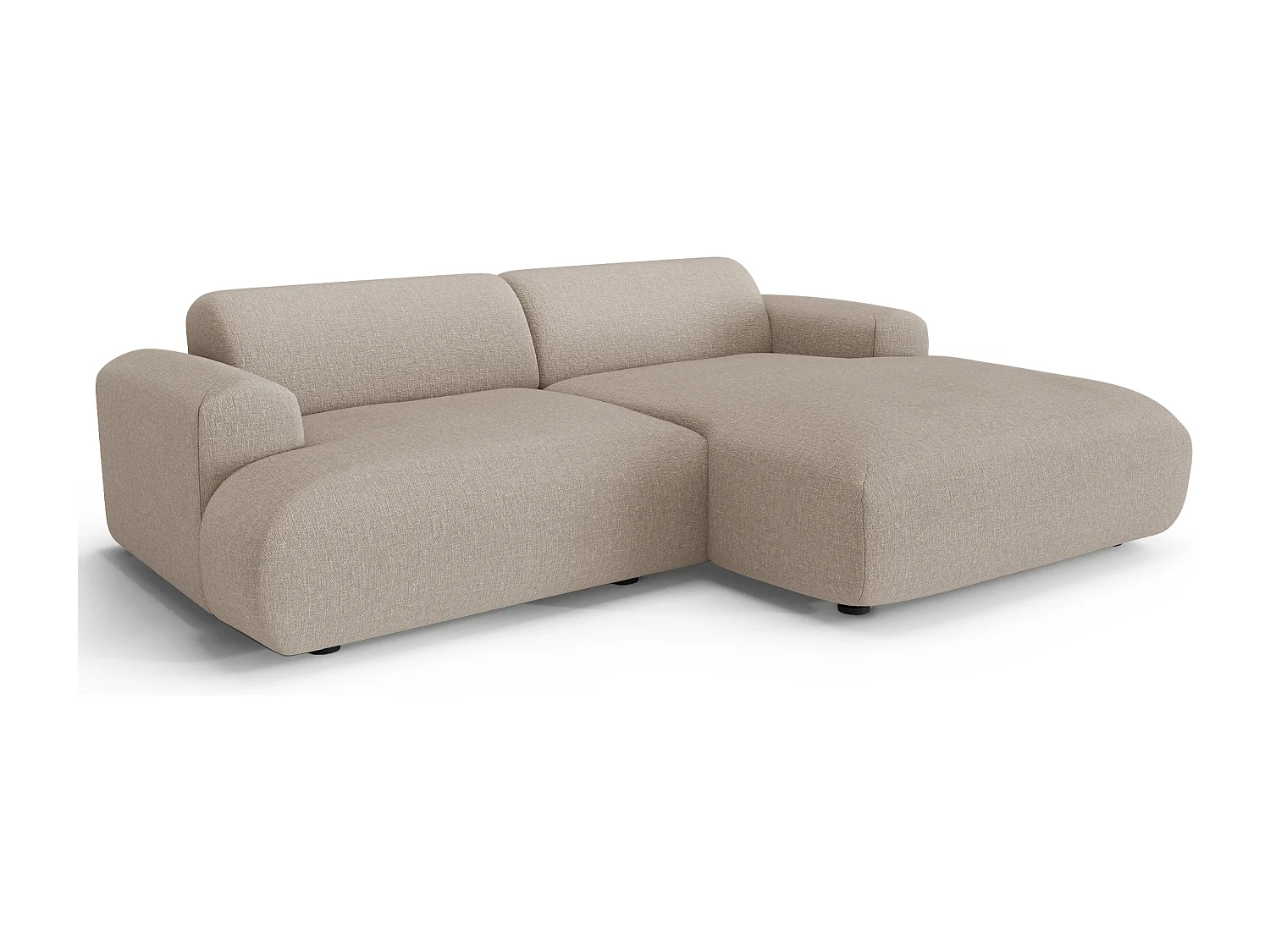 Canapé d'angle droit 4 places tissu tramé beige 266cm MYRA