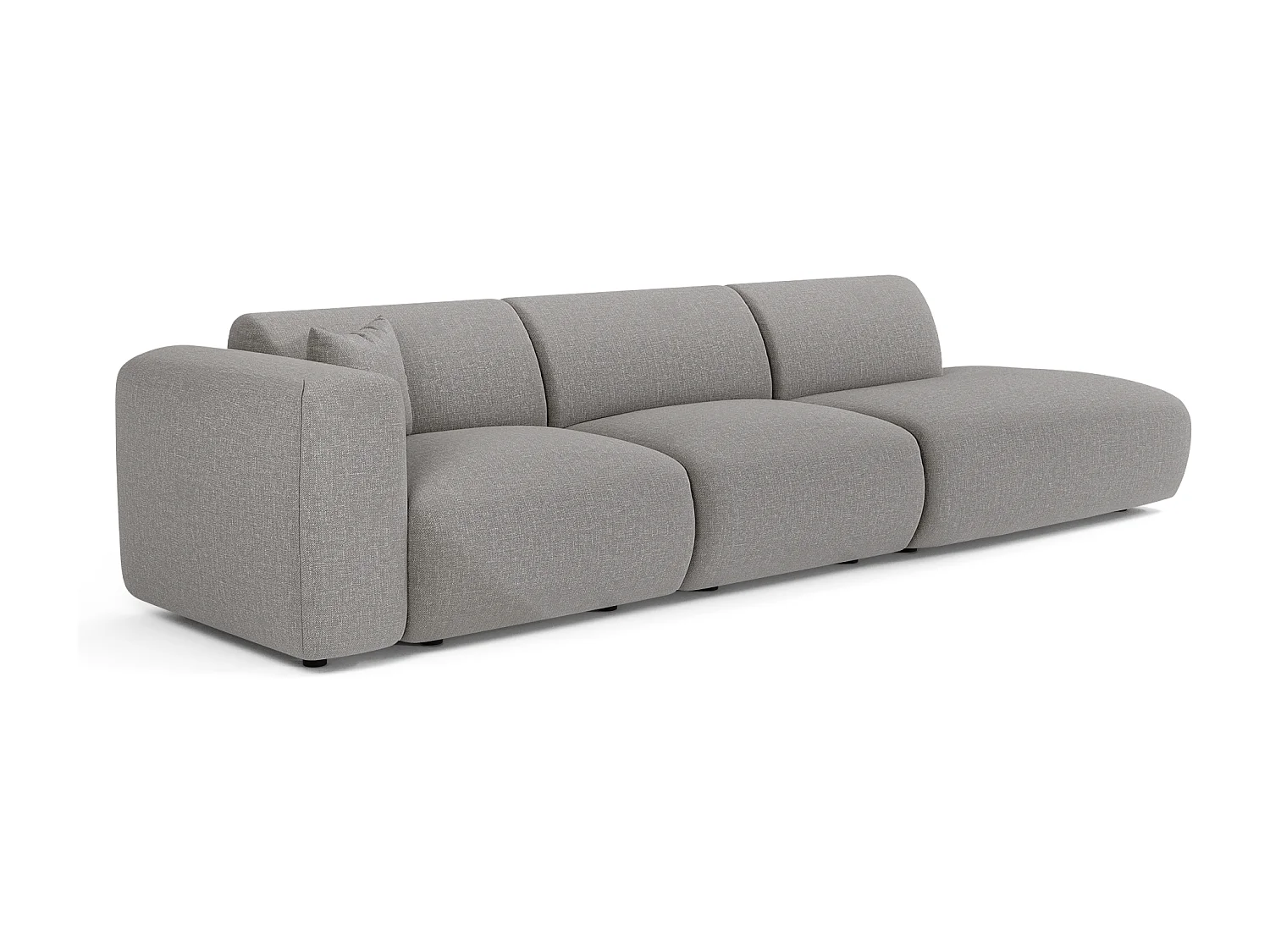 Canapé gauche 5 places tissu tramé gris clair 310cm MYRA