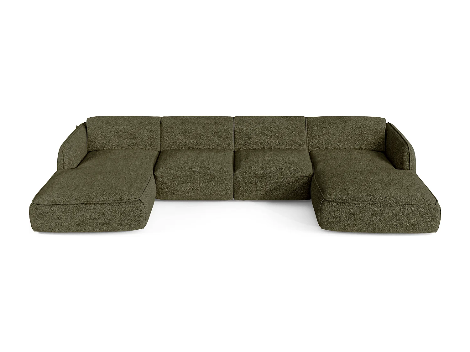 Canapé panoramique 7 places bouclette vert olive  LIVIA