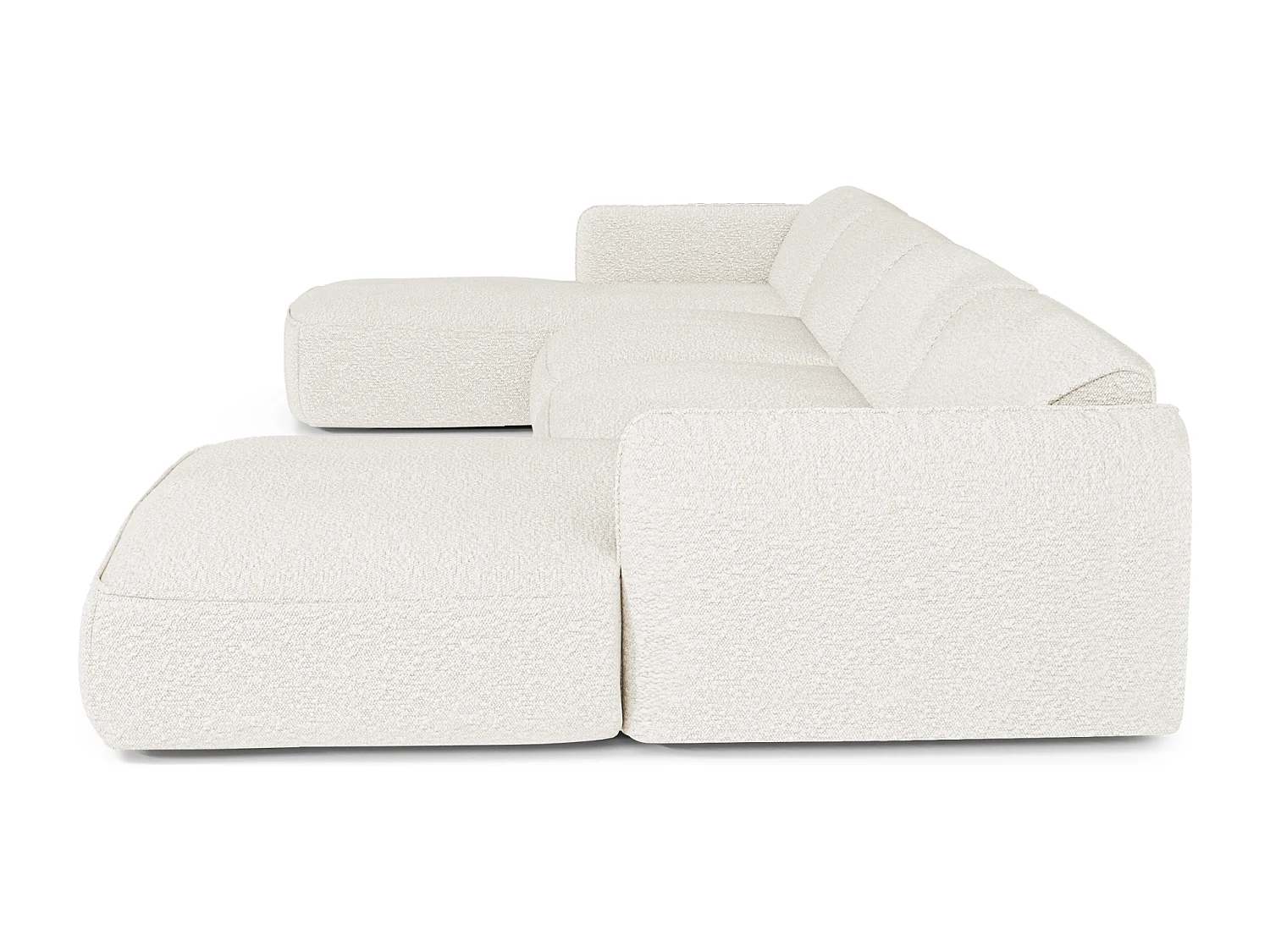 Canapé panoramique 7 places bouclette crème  LIVIA