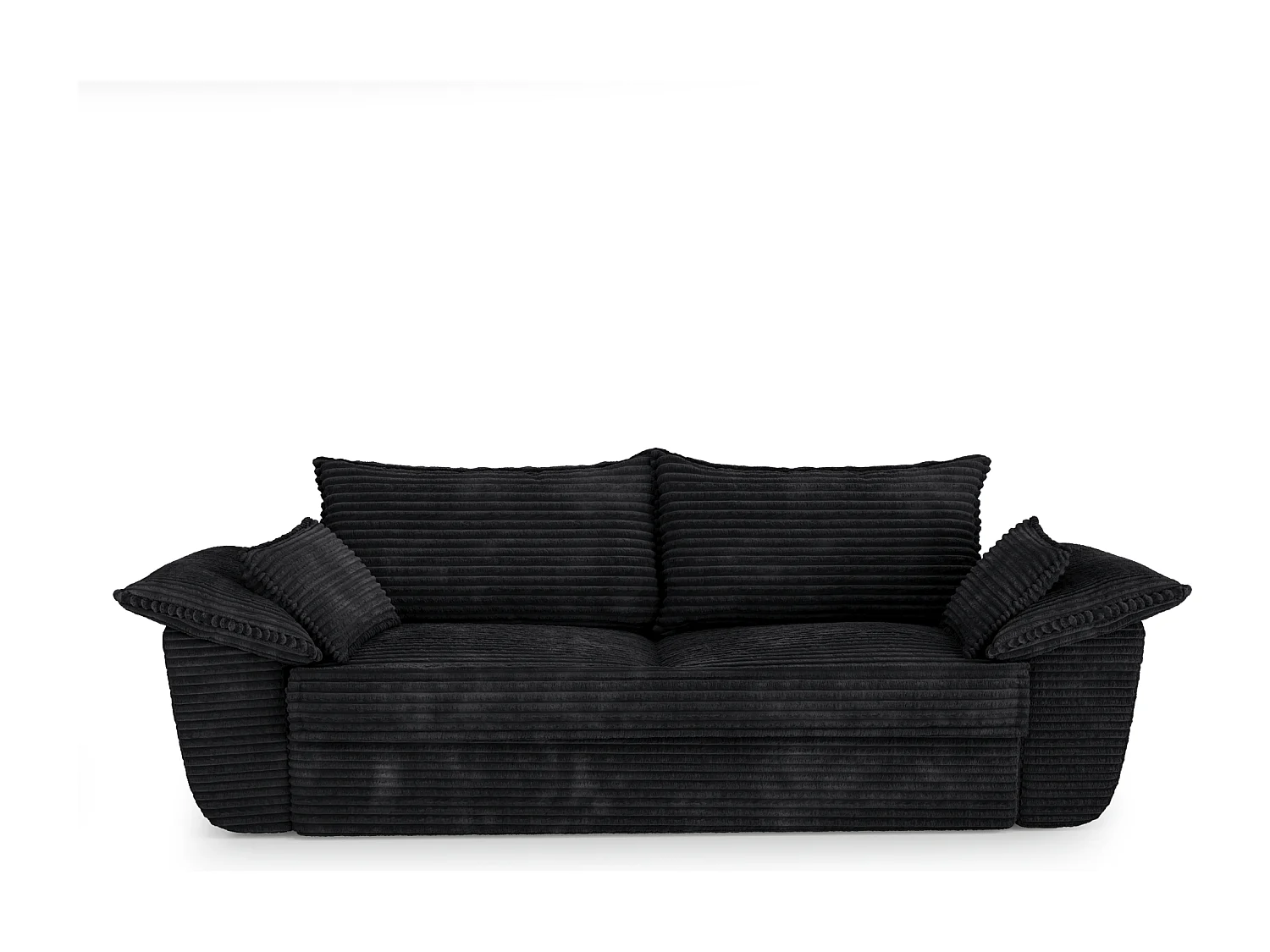 Canapé 3 places velours côtelé XXL noir 230cm SASHA