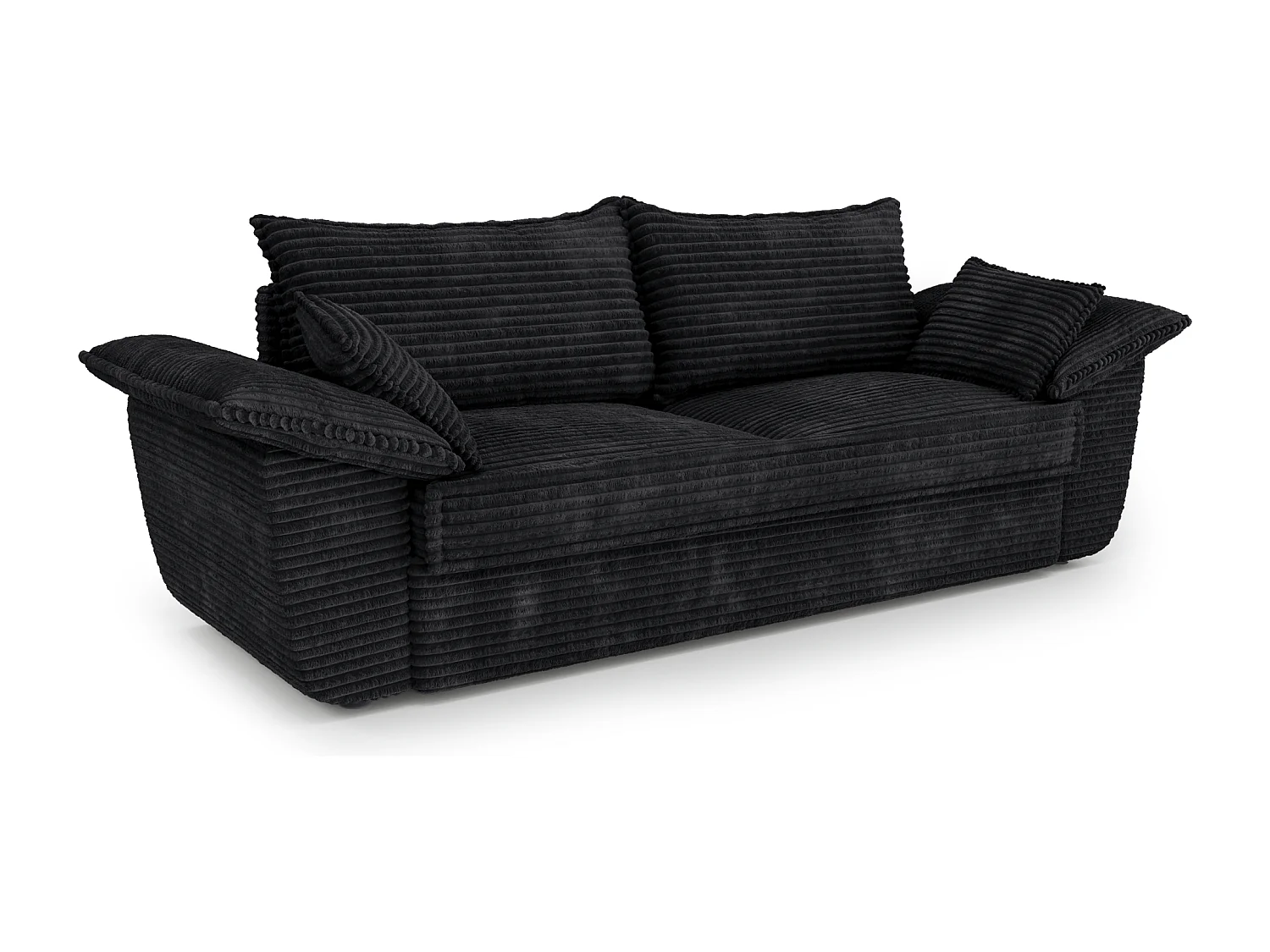 Canapé 3 places velours côtelé XXL noir 230cm SASHA