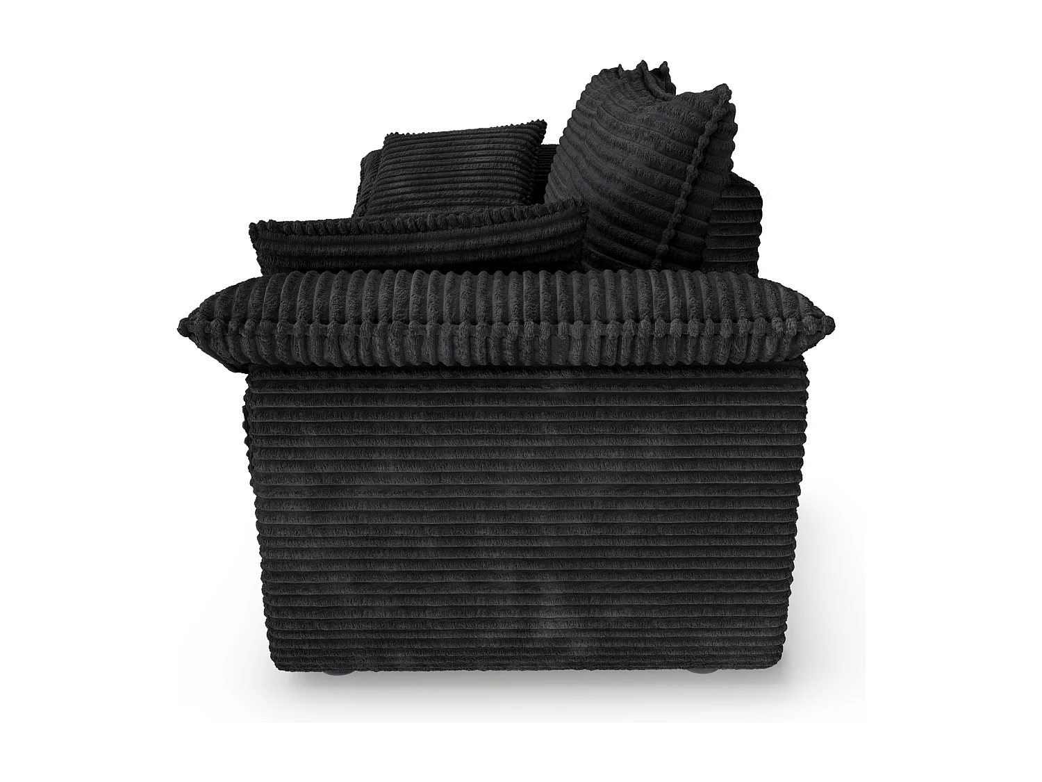 Canapé 3 places velours côtelé XXL noir 230cm SASHA