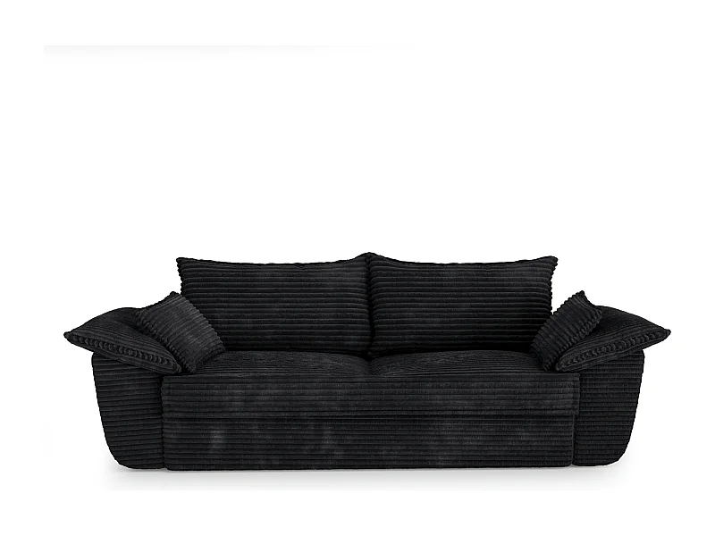 Canapé 3 places velours côtelé XXL noir 230cm SASHA