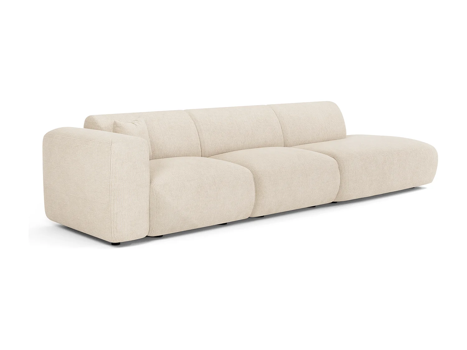 Canapé gauche 5 places velours côtelé crème 310cm MYRA