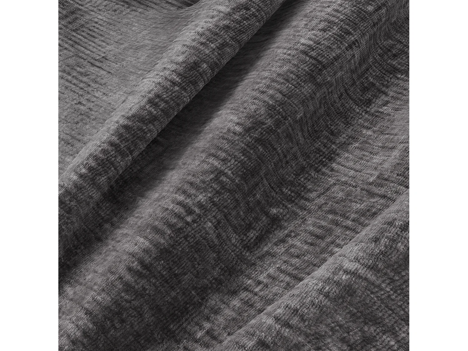 Canapé 5 places grand angle gauche velours à motifs gris MYRA