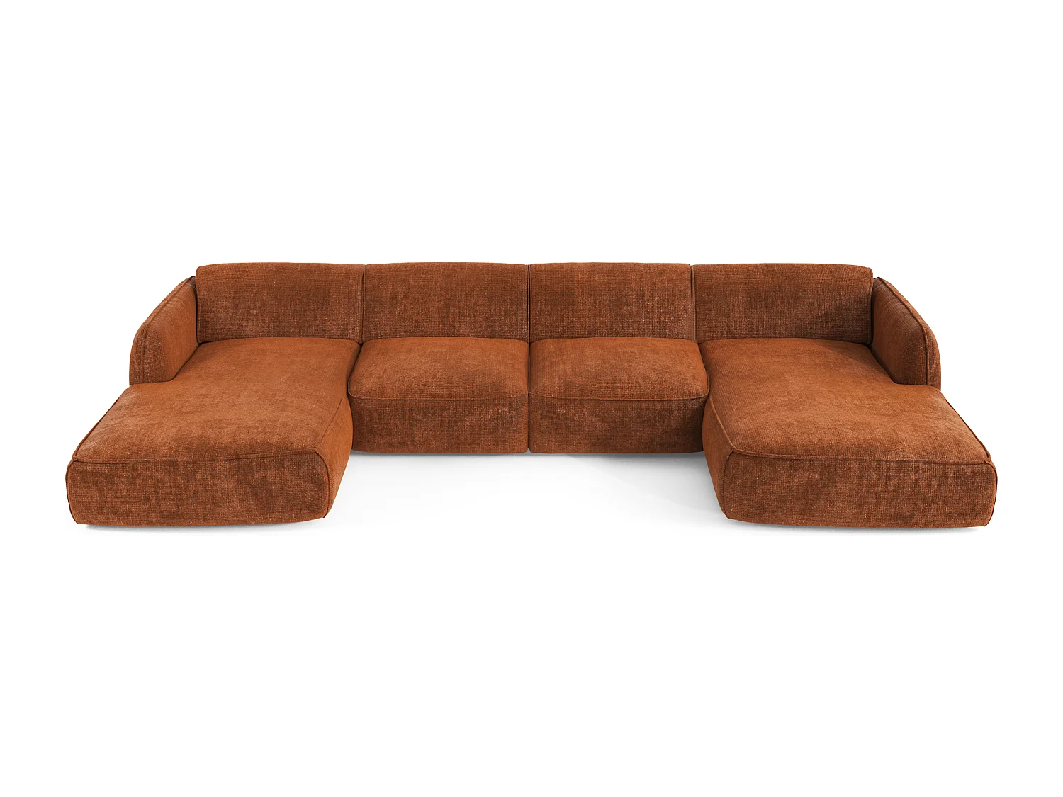 Canapé panoramique 7 places velours tramé terracotta  LIVIA