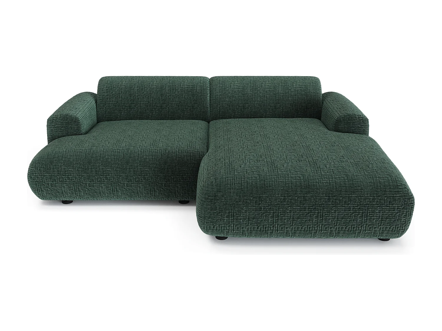 Canapé d'angle droit 4 places MYRA en velours à motifs vert émeraude