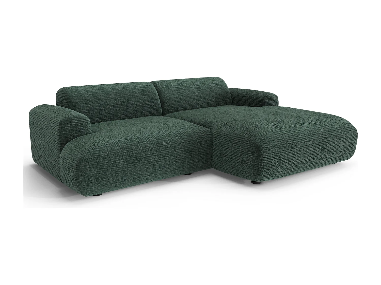Canapé d'angle droit 4 places MYRA en velours à motifs vert émeraude
