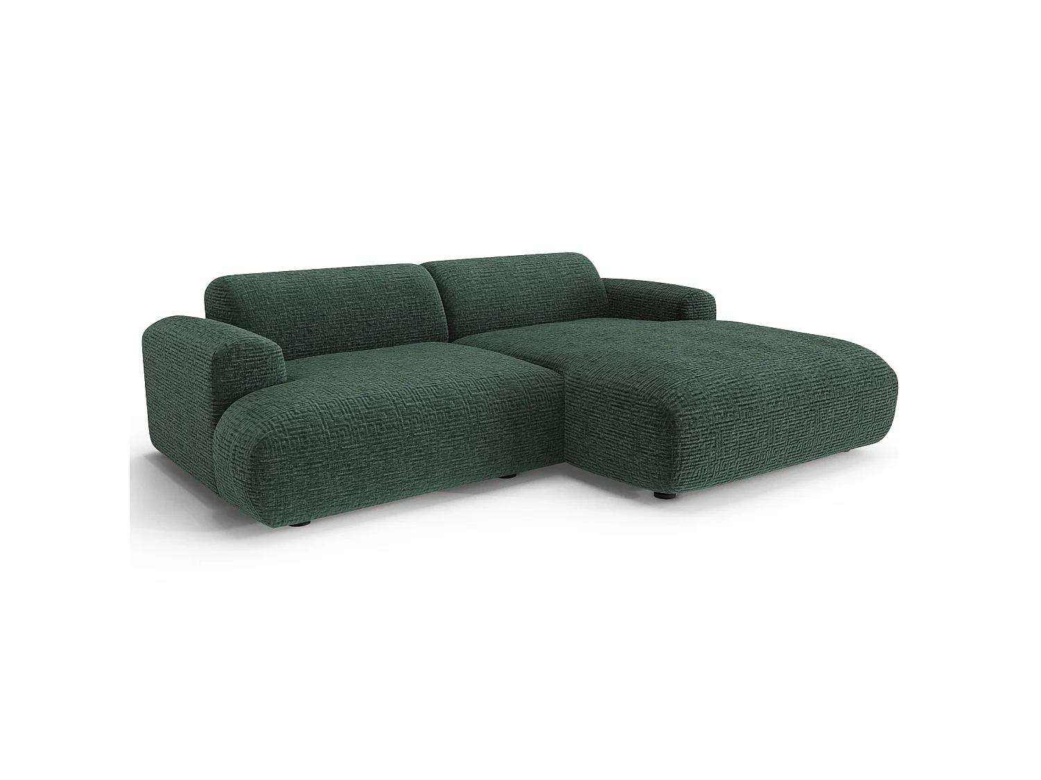 Canapé d'angle droit 4 places en velours vert MYRA