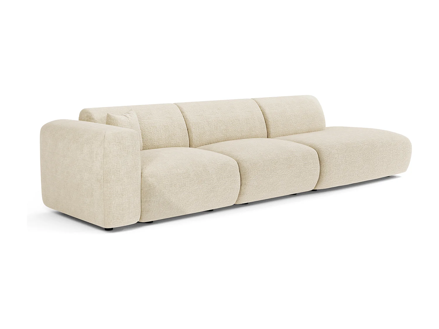 Canapé gauche 5 places velours à motifs crème 310cm MYRA