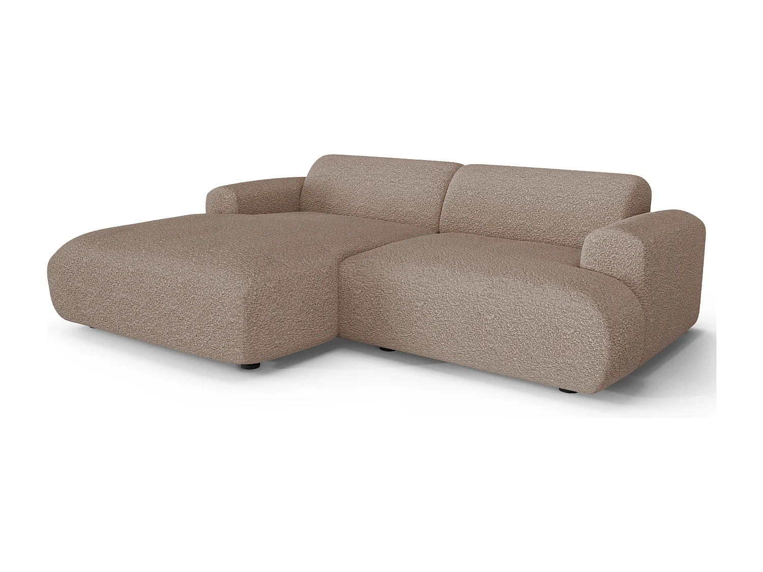 Canapé d'angle gauche 4 places bouclette taupe 266cm MYRA