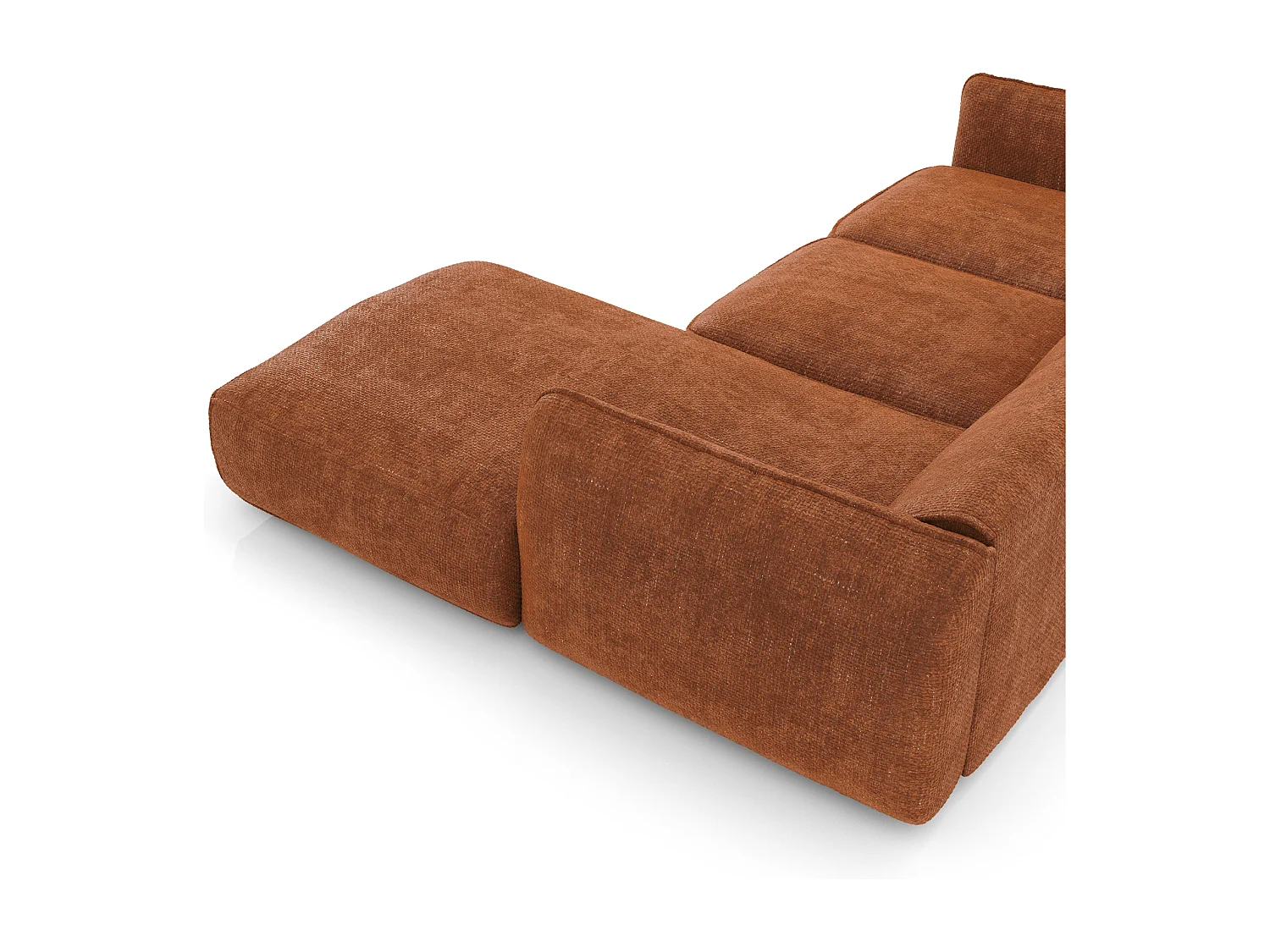 Canapé d'angle droit velours tramé terracotta LIVIA