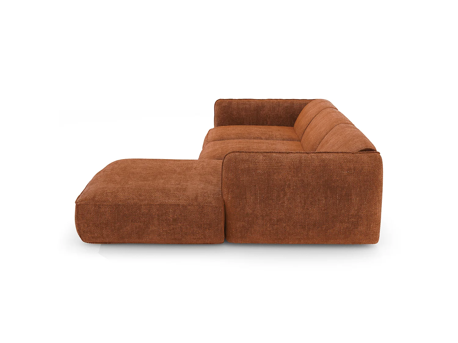 Canapé d'angle droit 5 places en velours terracotta LIVIA