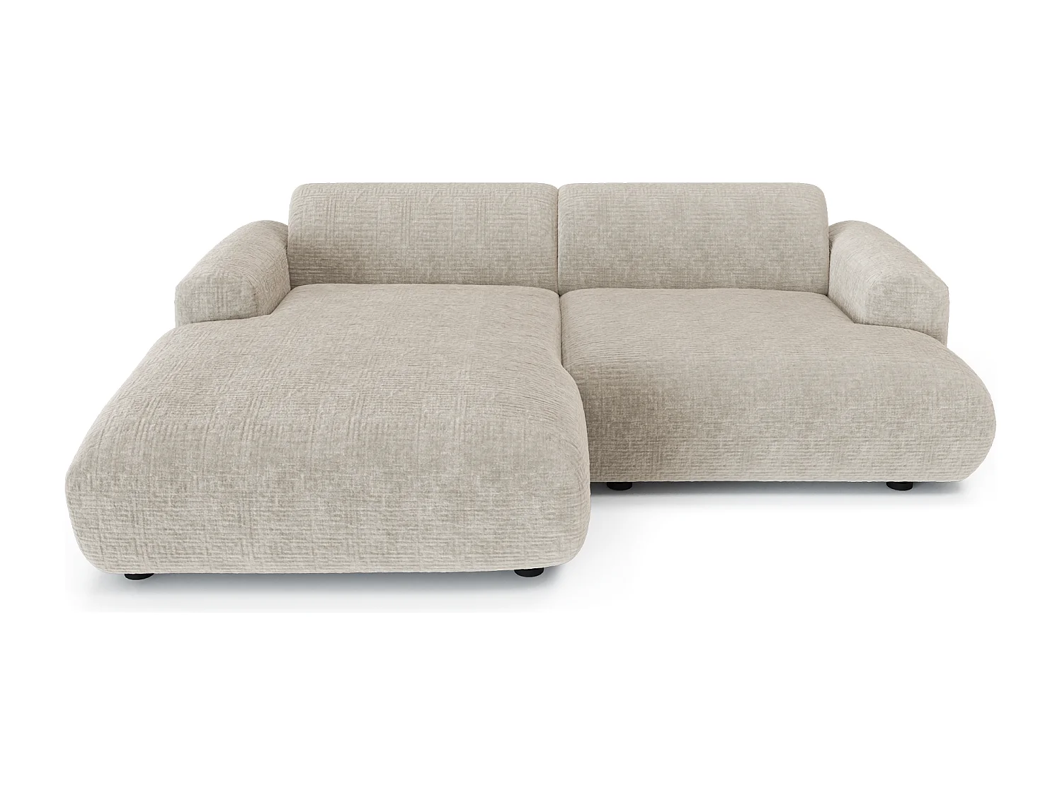 Canapé d'angle gauche 4 places velours à motifs beige 266cm MYRA