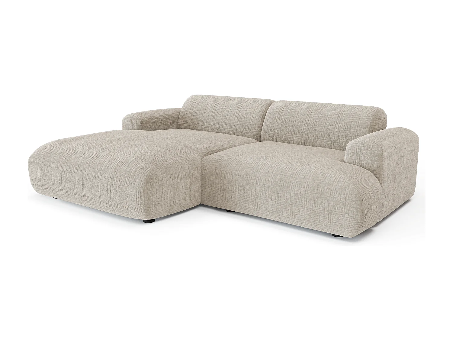 Canapé d'angle gauche 4 places velours à motifs beige 266cm MYRA