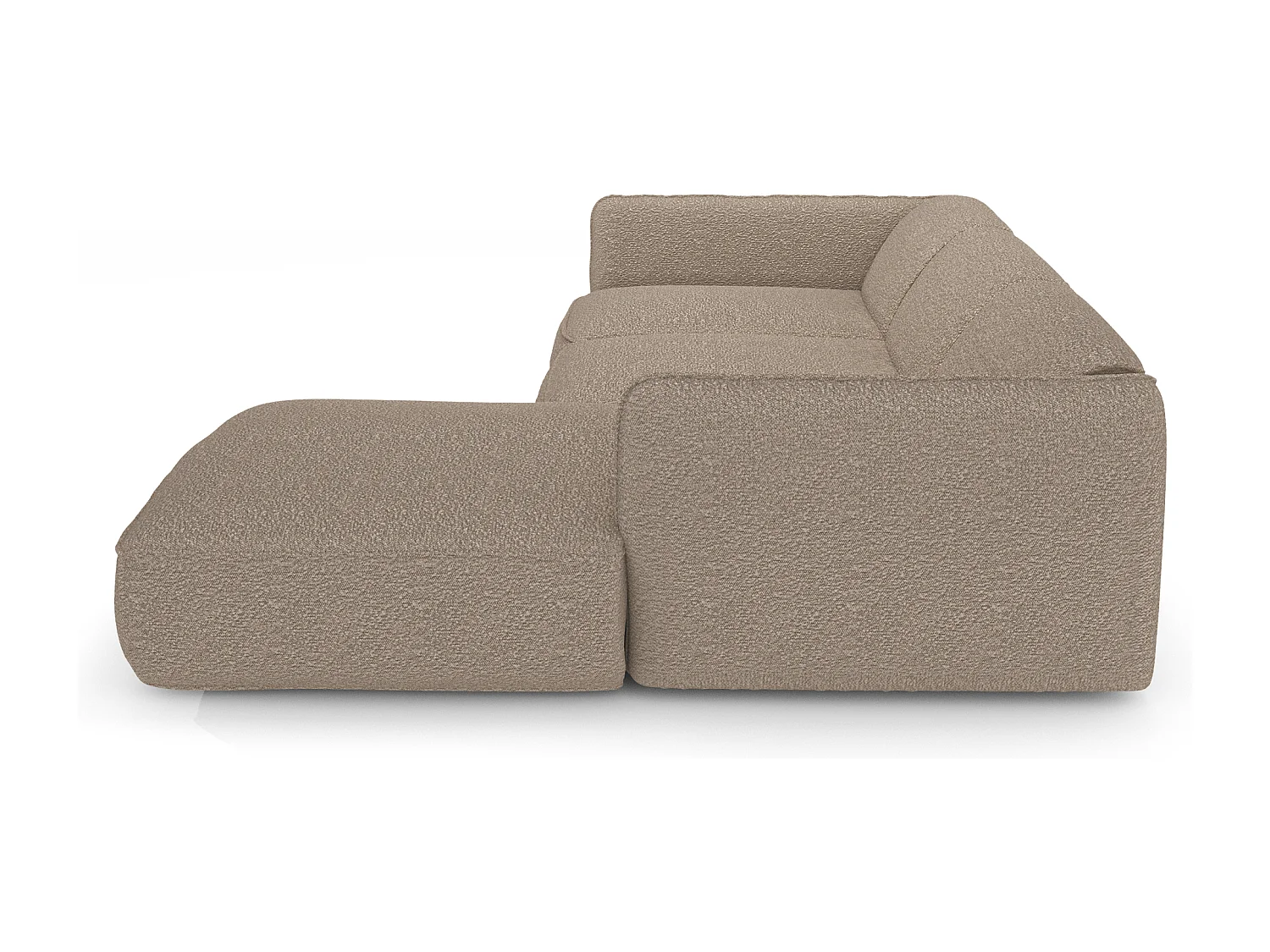 Canapé d'angle droit bouclette taupe LIVIA